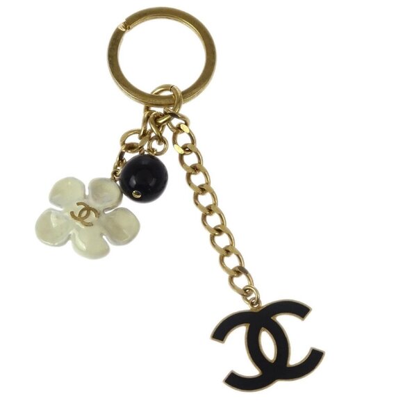 Chanel Gold Key Holder Bag Charm CC Flower Small Good 10P 195776 - Picture 1 of 4